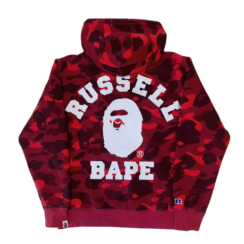 [L] Bape x Russell Athletics Red Camo Hoodie