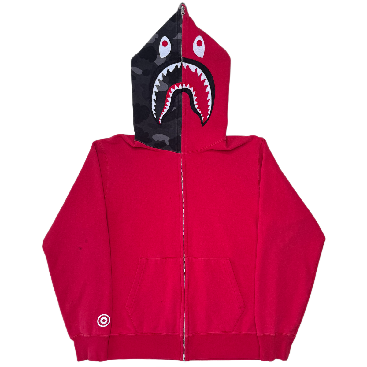 [XL] Bape Red Half Camo Shark Hoodie