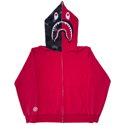 [XL] Bape Red Half Camo Shark Hoodie