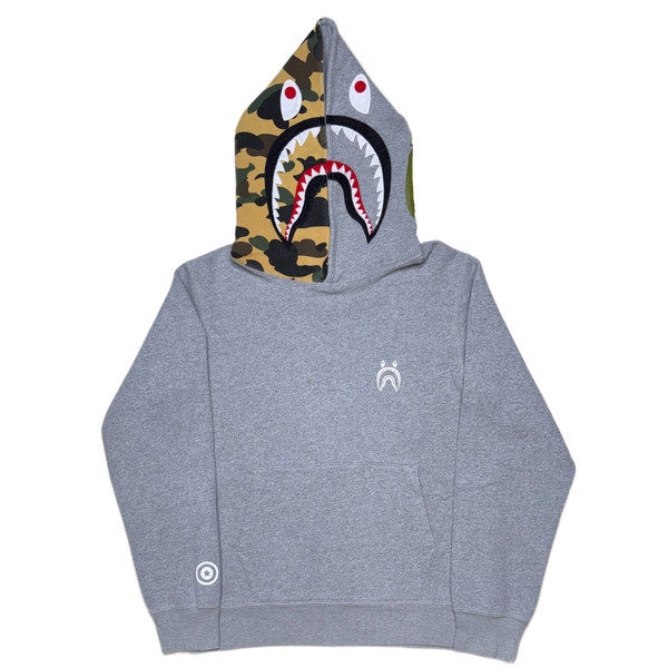 [M] Bape Grey Half Camo Pullover Shark Hoodie