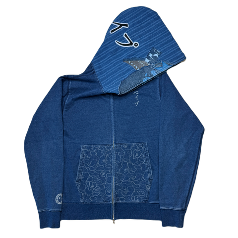 [M] Bape Indigo Samurai Ape Full-Zip Hoodie