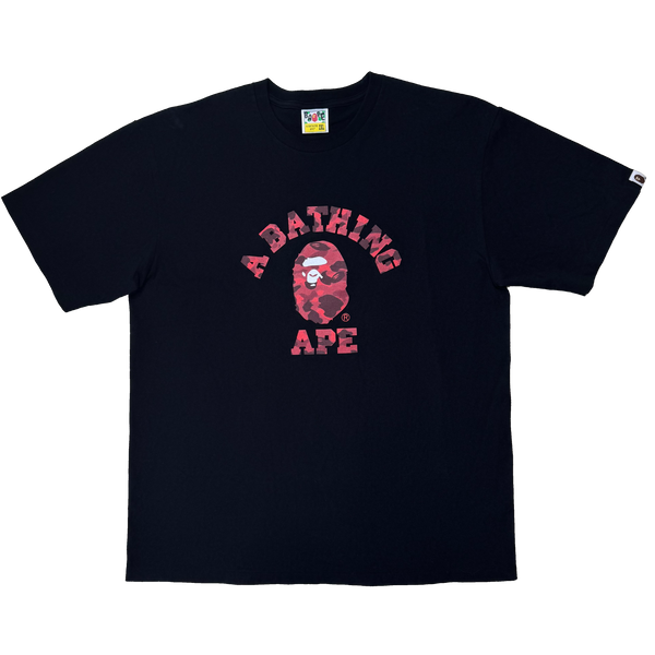 [2XL] Bape Red Camo College Logo Tee