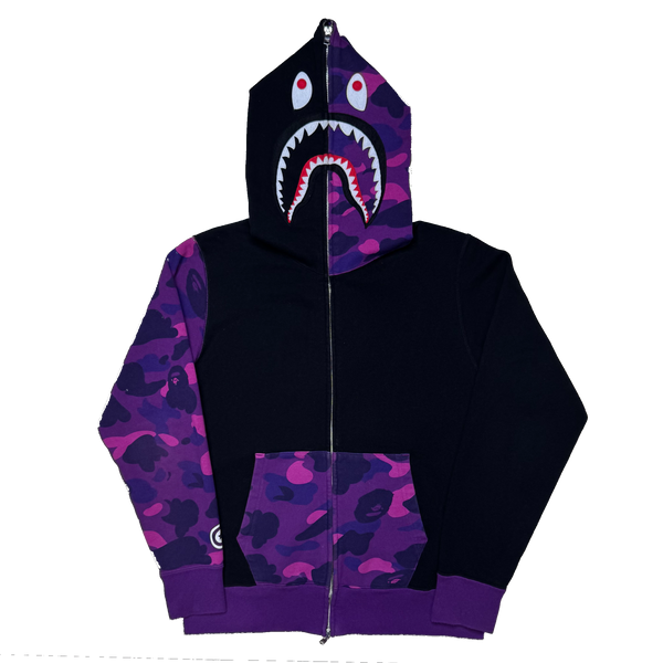 [S] Bape Purple Half Camo Shark Hoodie