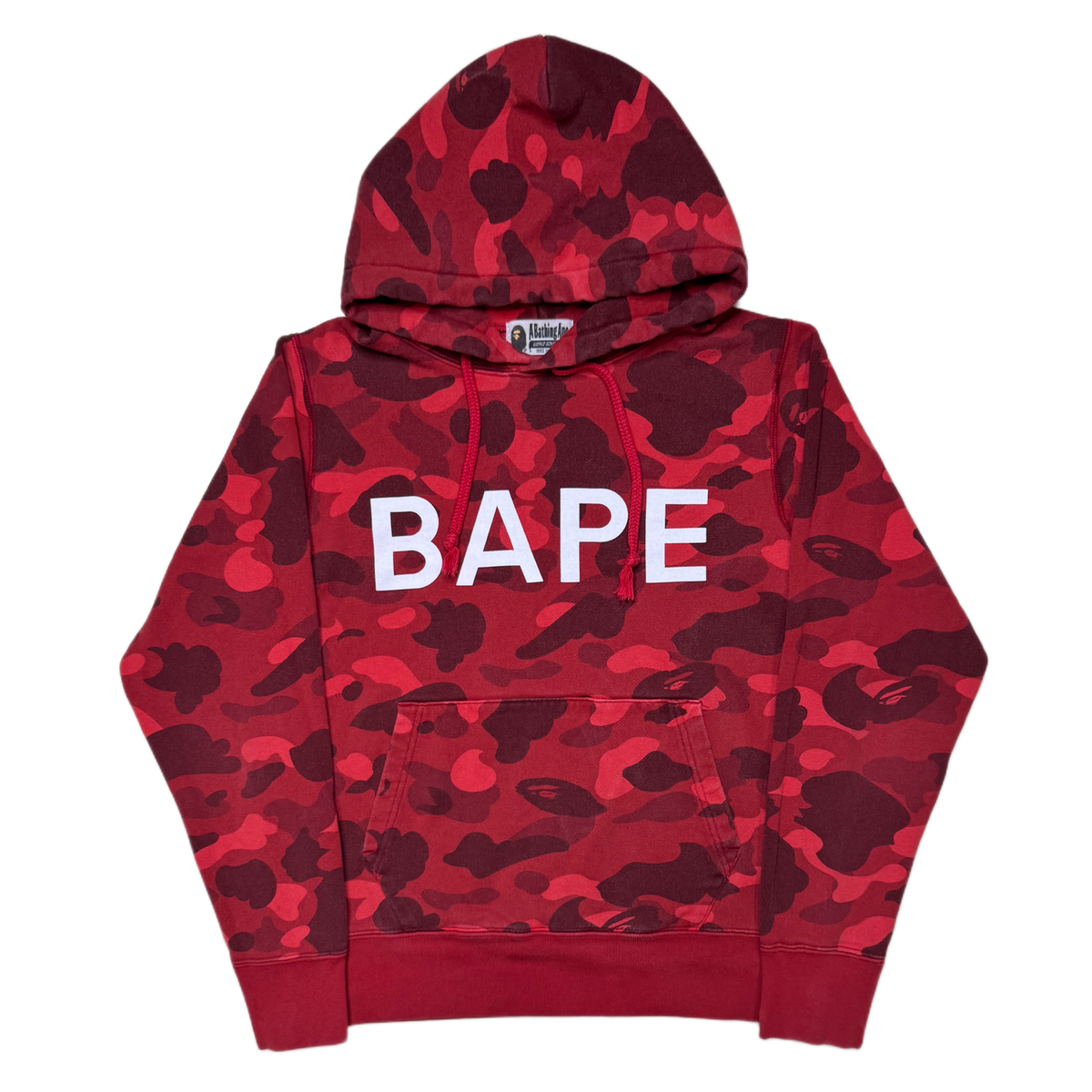 [S] Bape Red Camo Spell Out Hoodie