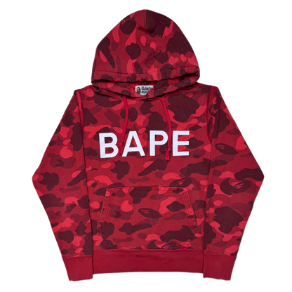 [S] Bape Red Camo Spell Out Hoodie