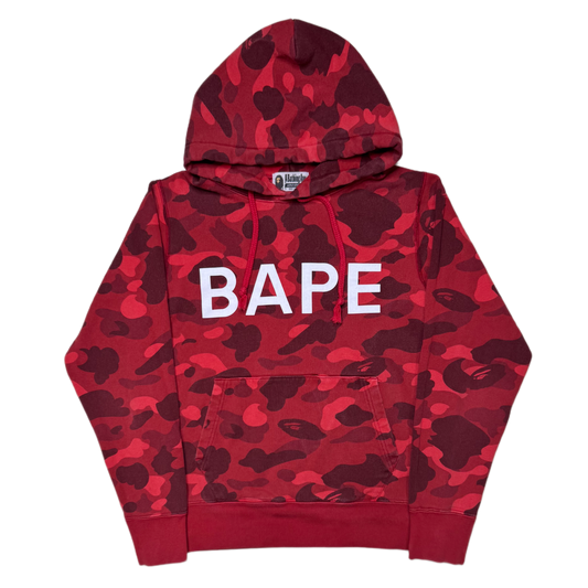 [S] Bape Red Camo Spell Out Hoodie