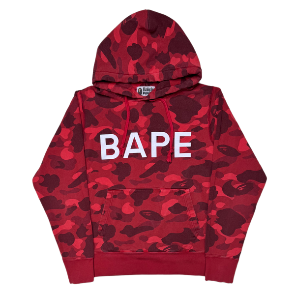 [S] Bape Red Camo Spell Out Hoodie