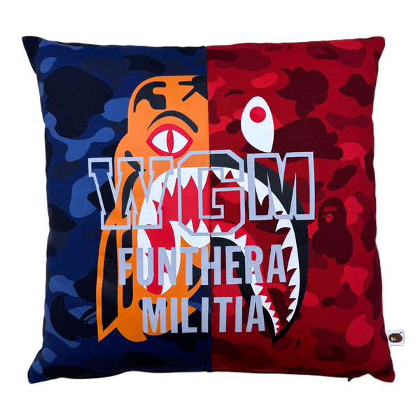Bape Split Red/Blue Camo Huge Tiger/Shark Pillow