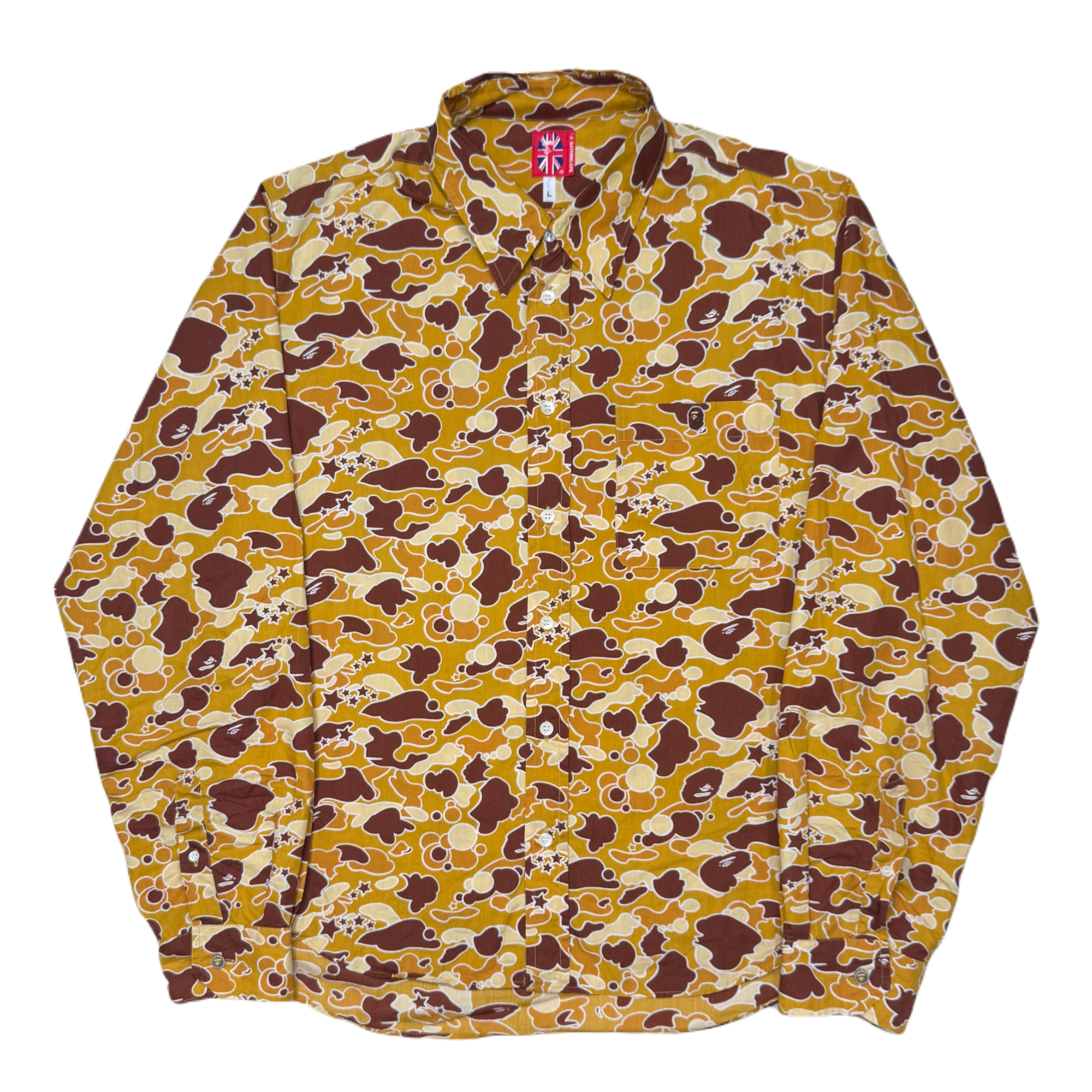 [L] Bape Psyche Camo Longsleeve Button Up