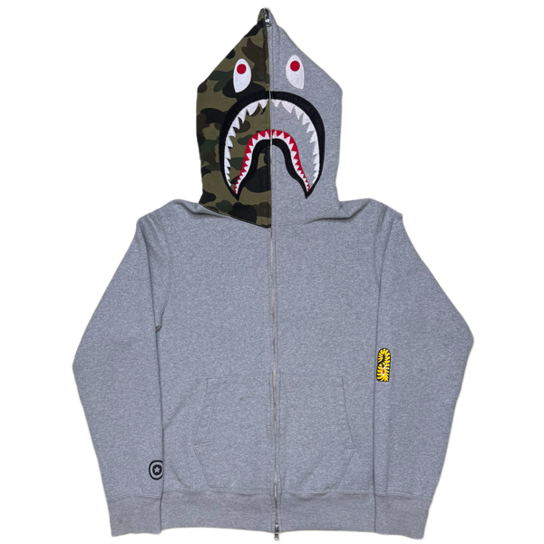 [M] Bape Grey Half Camo Shark Hoodie