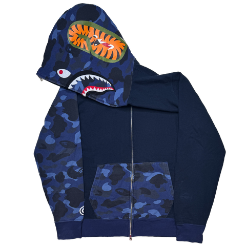 [XL] Bape Navy Camo Shark Hoodie