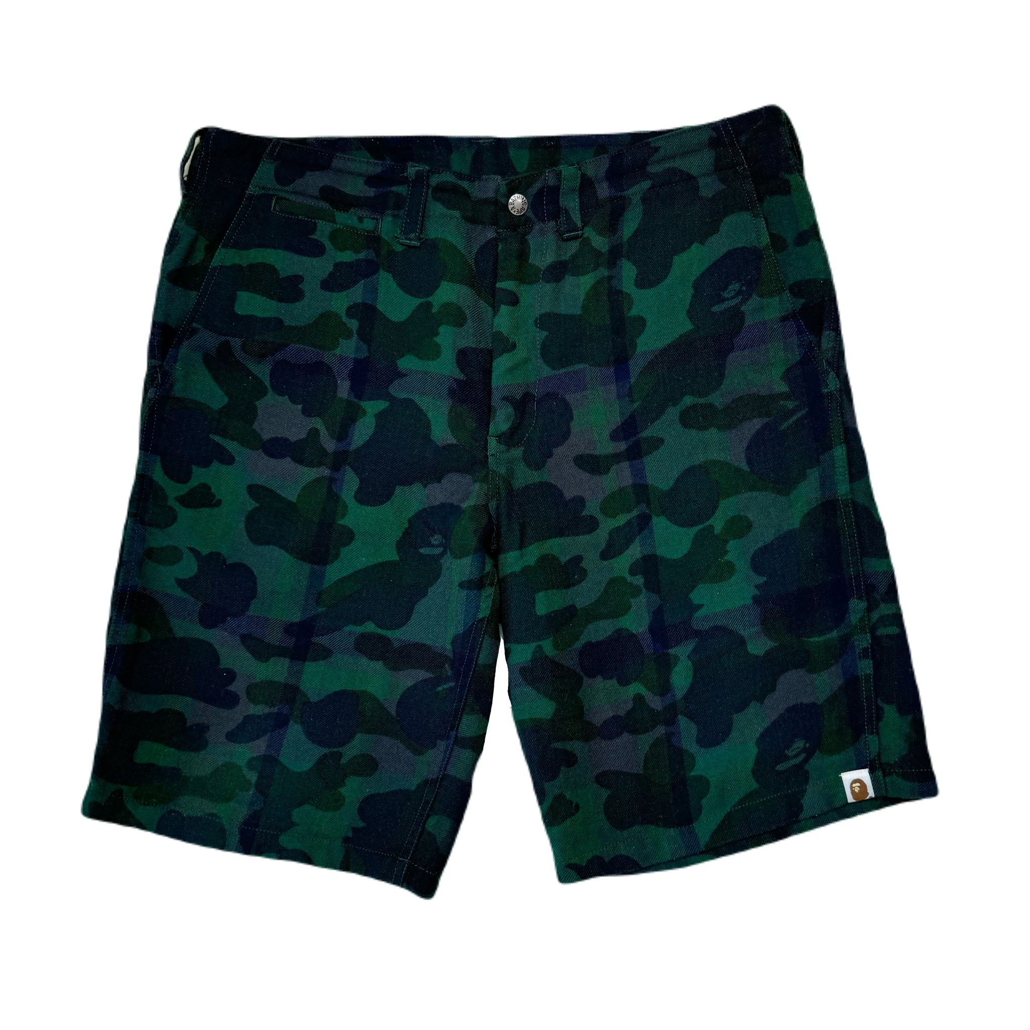 [XL] Bape Green Plaid Camo Shorts