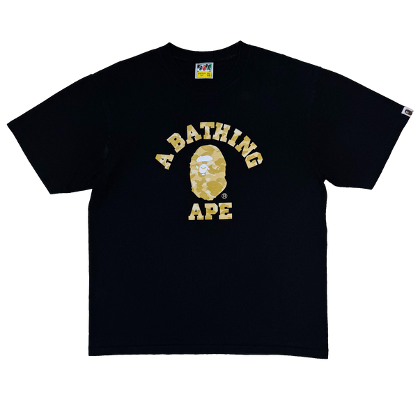 [XL] Bape Gold Camo College Logo Tee