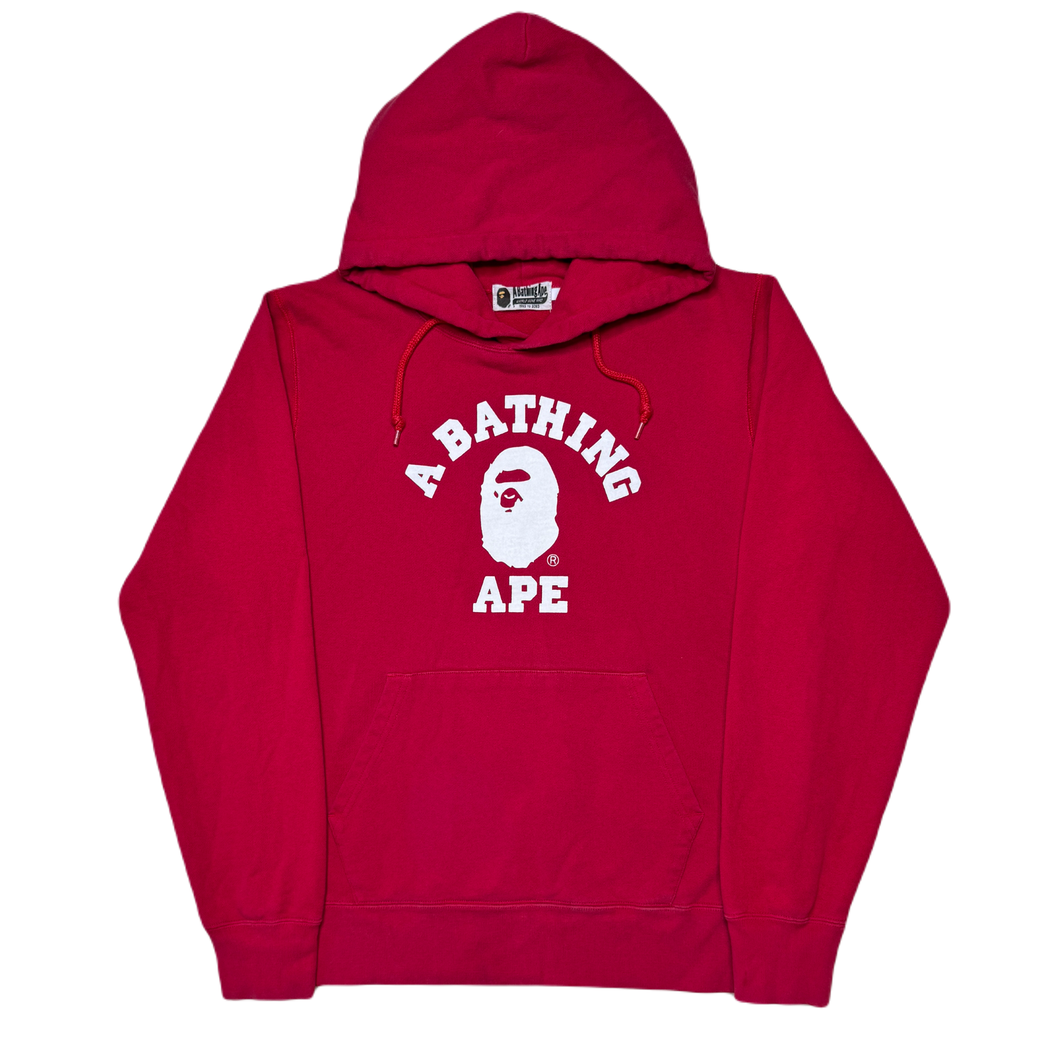 [L] Bape Red College Logo Hoodie