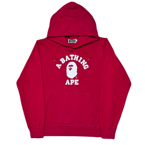 [L] Bape Red College Logo Hoodie