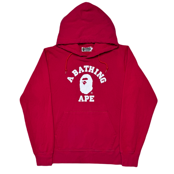 [L] Bape Red College Logo Hoodie