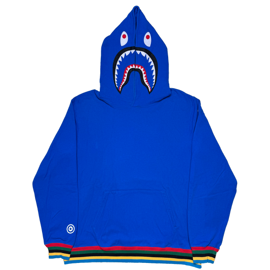 [2XL] Bape Blue Pullover Shark Hoodie