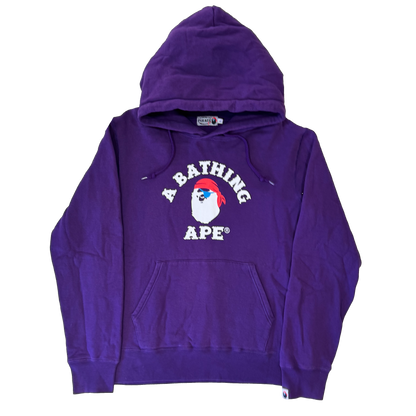 [L] Bape Purple College Logo Hoodie