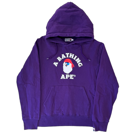 [L] Bape Purple College Logo Hoodie