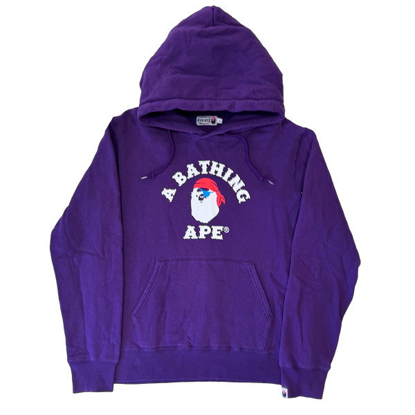 [L] Bape Purple College Logo Hoodie