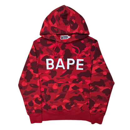 [S] Bape Red 1st Camo Spell Out Hoodie