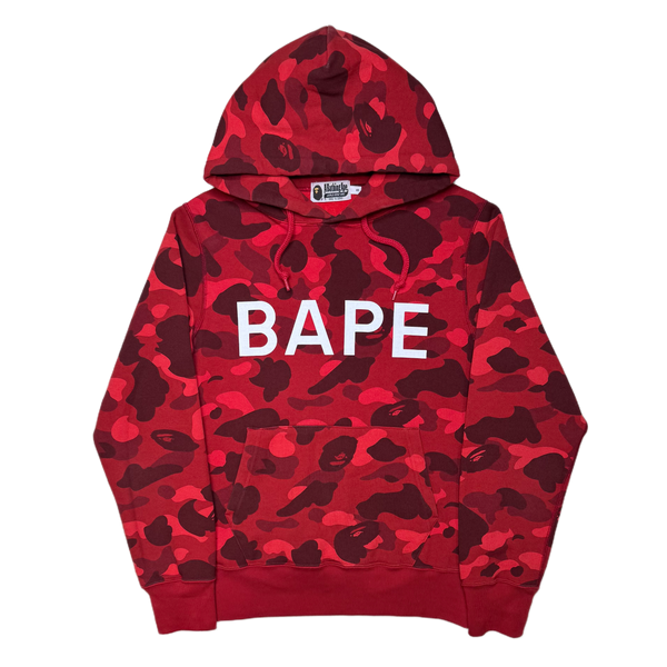 [S] Bape Red 1st Camo Spell Out Hoodie