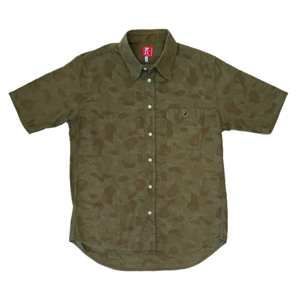 [L] OG Bape Subtle Olive Camo Button Up