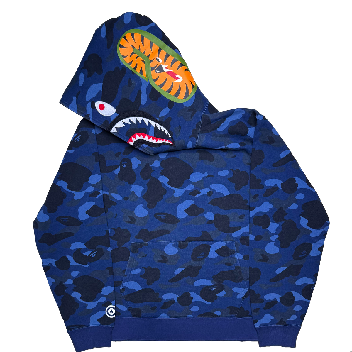 [2XL] Bape Blue Camo Pullover Shark Hoodie