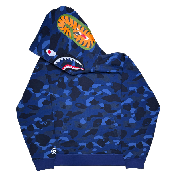 [2XL] Bape Blue Camo Pullover Shark Hoodie