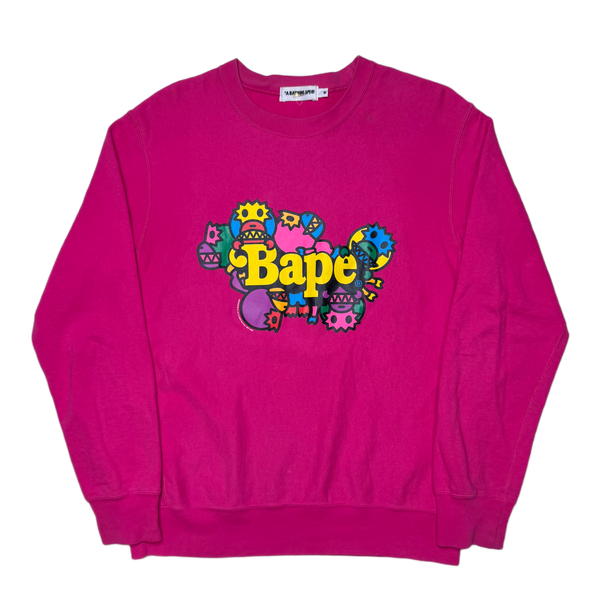 [M] Bape Dinosaur Milo Pink Sweatshirt