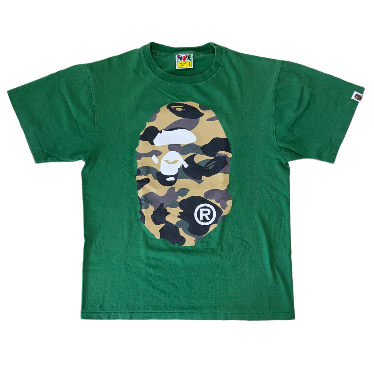 [L] Bape 1st Camo Green Ape Tee