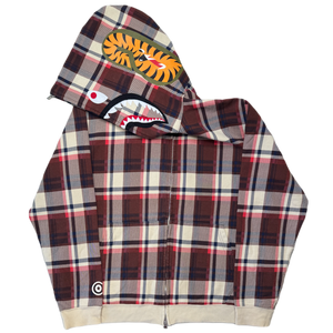 [L] OG Bape Plaid Full-Zip Shark Hoodie